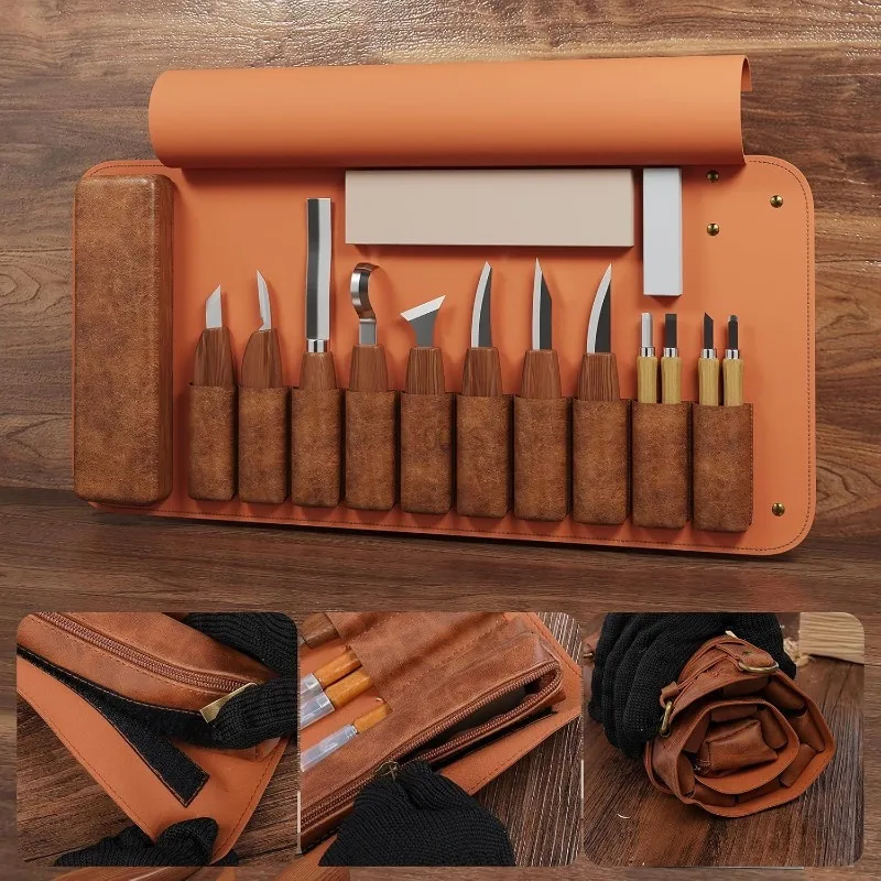 Set de tallado en madera: cuchillos manuales y limas para principiantes