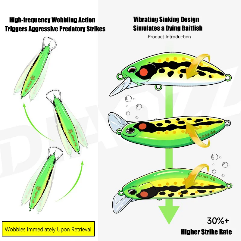 Señuelo Stream Minnow luminoso nocturno hundimiento lento para lubina