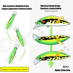Señuelo Stream Minnow luminoso nocturno hundimiento lento para lubina