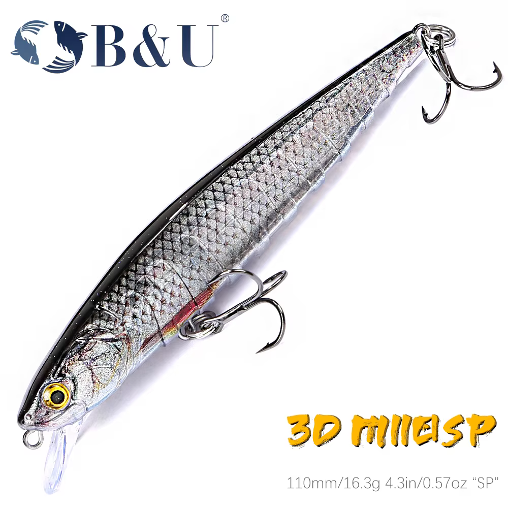 B & U Jerk Minnow – Wobbler suspendido de fundición larga