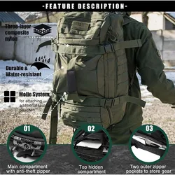 Mochila de pesca de lona para viaje y senderismo al aire libre