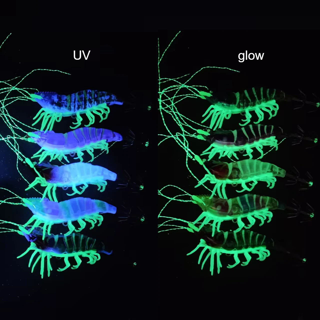 Señuelos horizontales calamar y pulpo UV luminosos