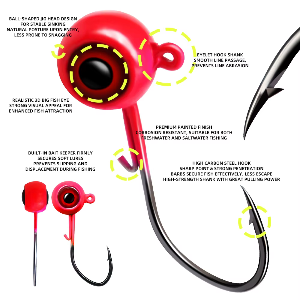 Anzuelos Jig Head ZYZHE resistentes para vinilo de agua dulce - imagen 3