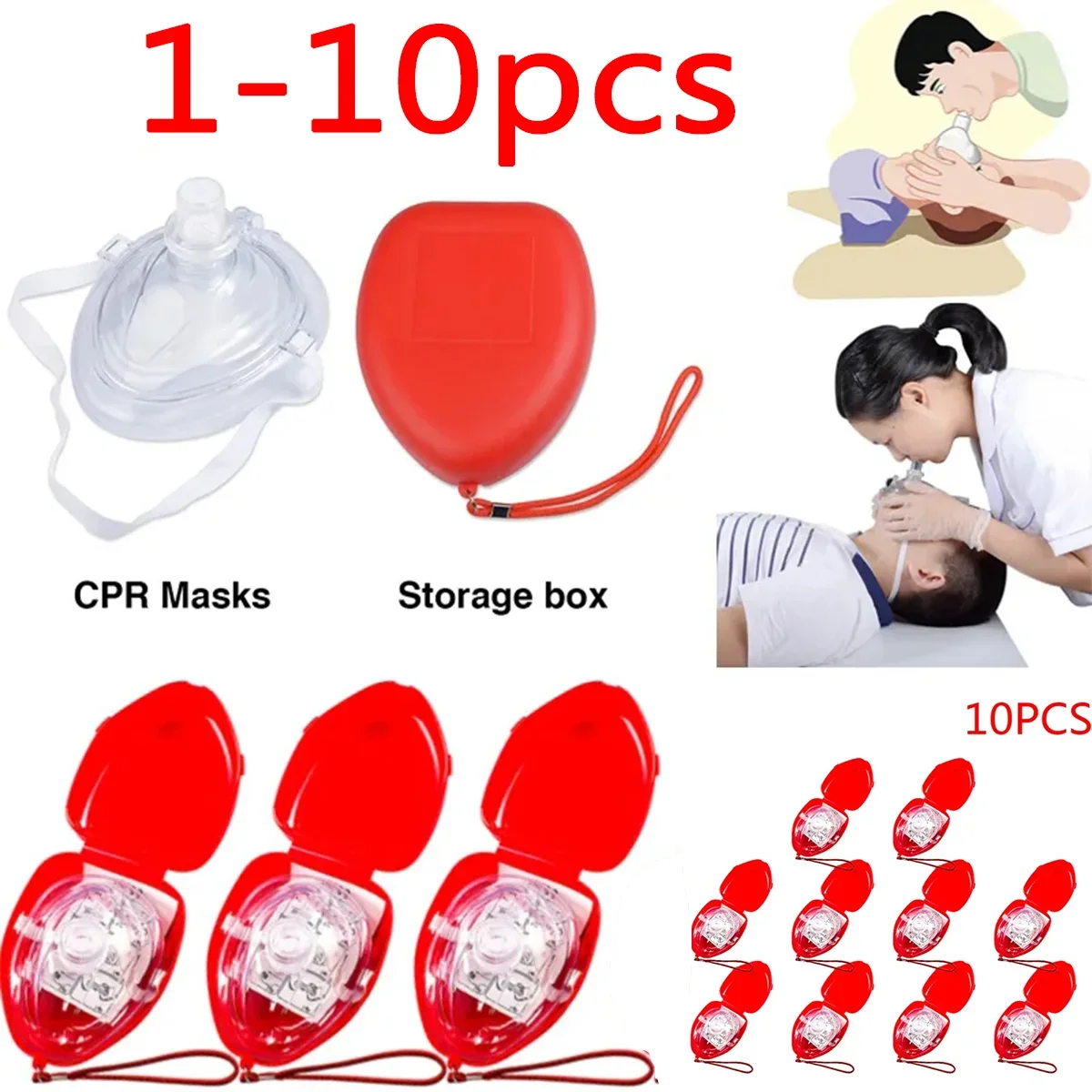 Mascarilla CPR reutilizable con válvula unidireccional para pesca