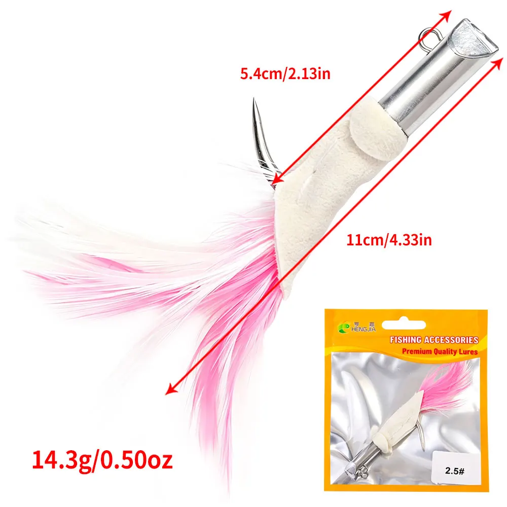 Anzuelos de plomo con pluma de acero inoxidable para atún y tiburón - imagen 2