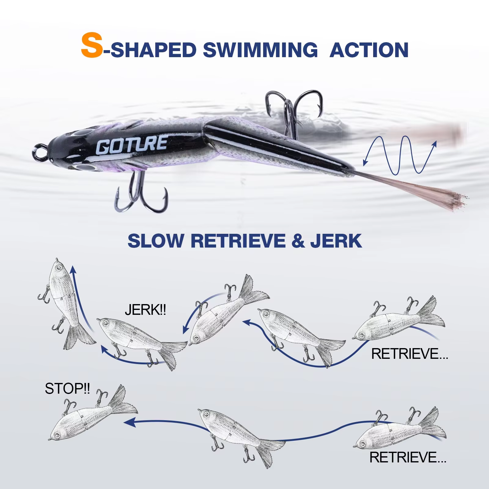 Señuelo Goture Fiber Tail 12 cm – Cuerpo texturizado para fondo - imagen 3