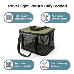 HIRISI Bolsa de malla plegable con cremallera para peces vivos