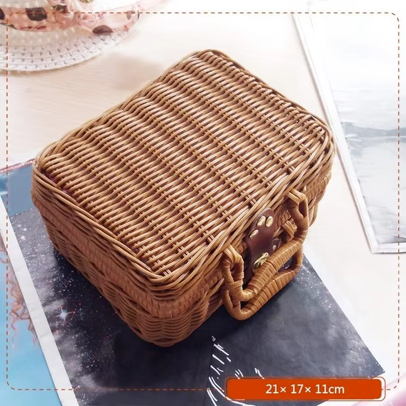 Cesta de Mimbre PP Retro – Organizador Portátil para Picnic - imagen 2