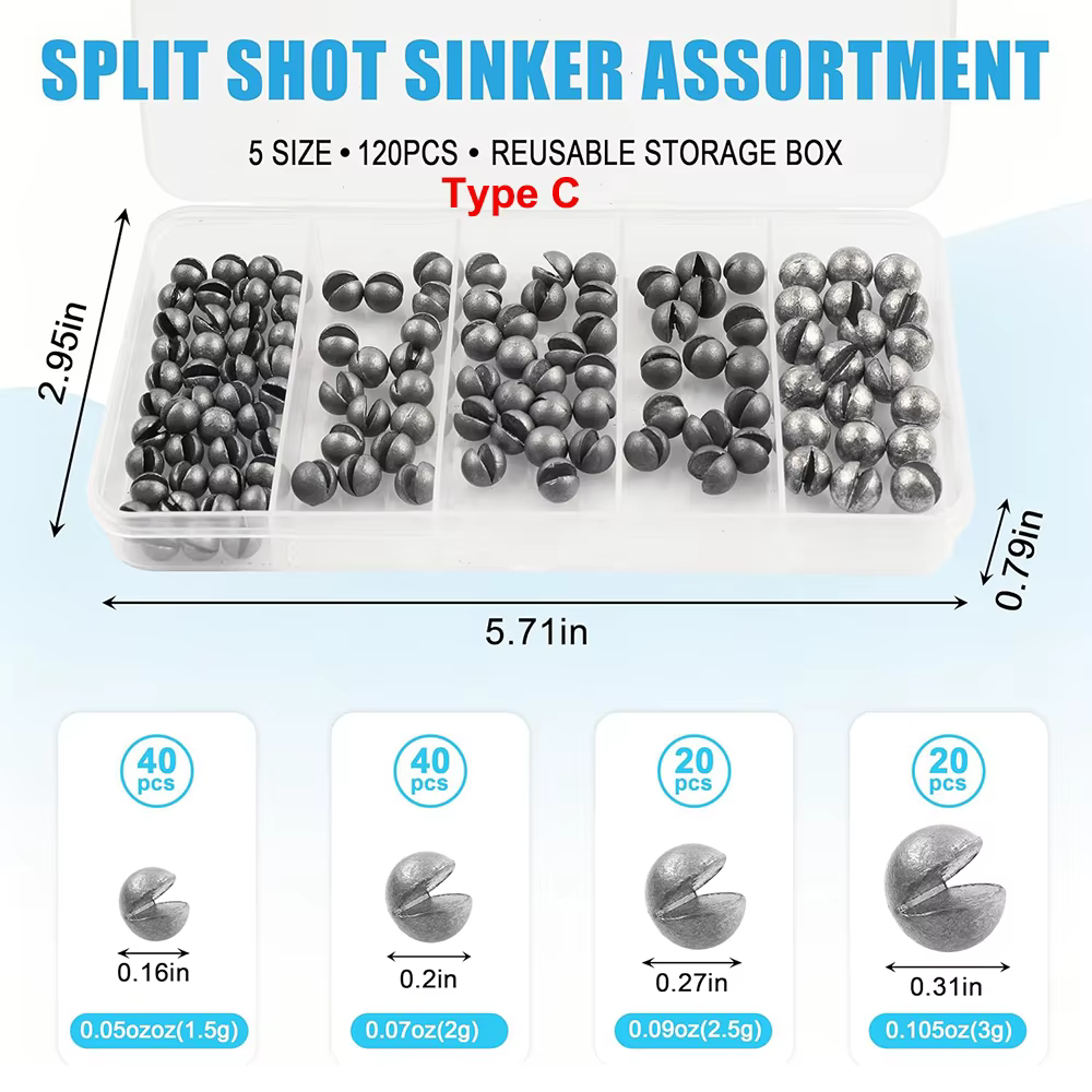 Plomos de pesca tipo split shot con clip reutilizable - imagen 5