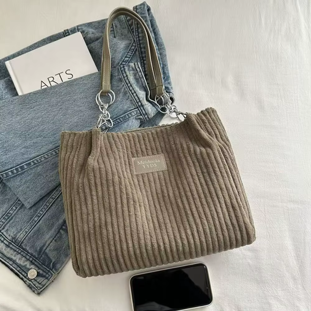 Bolso de Hombro de Pana Elegante – Gran Capacidad para Trabajo y Viaje - imagen 5