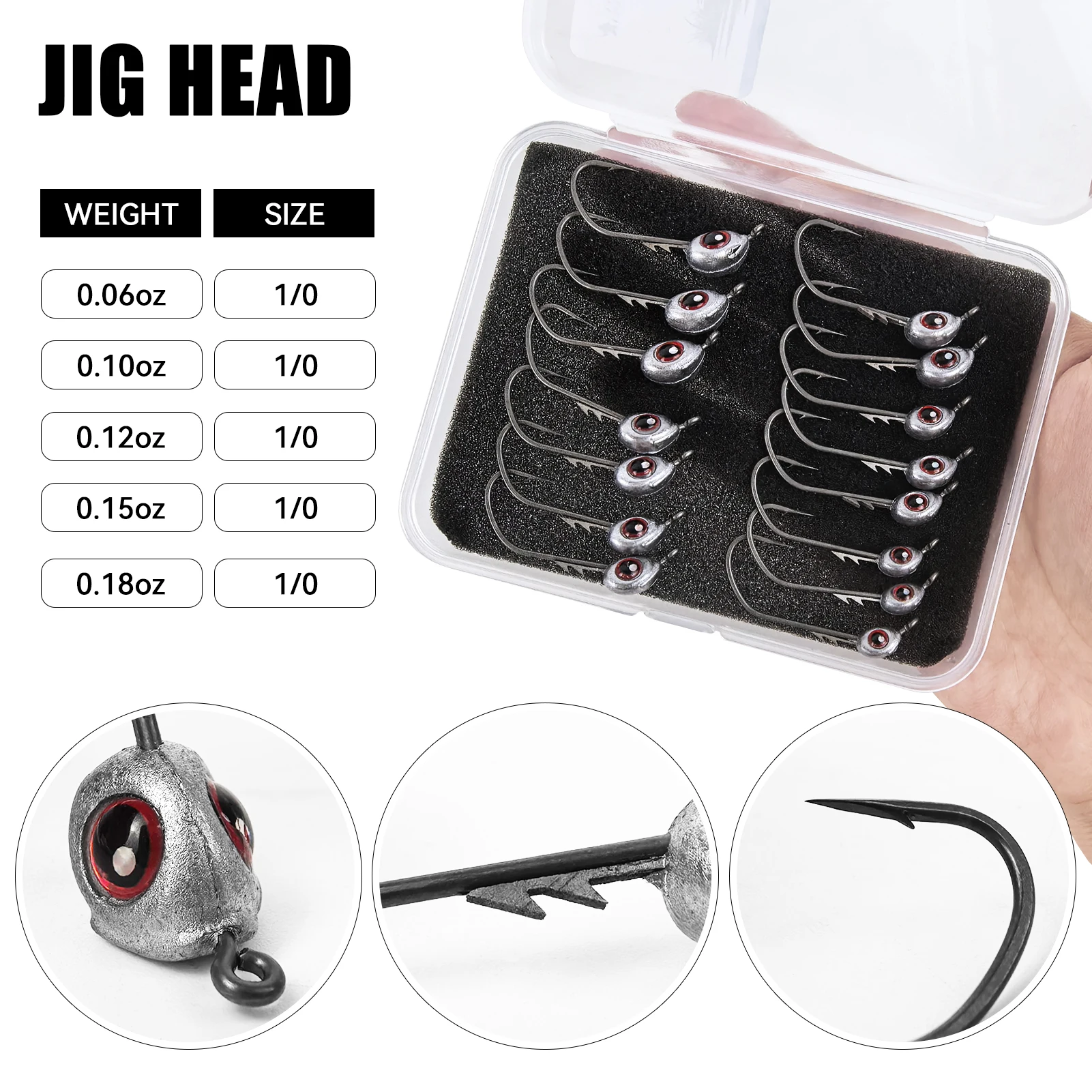Free Fisher Jig Head ojo de pez con púas para vinilo agua salada - imagen 2