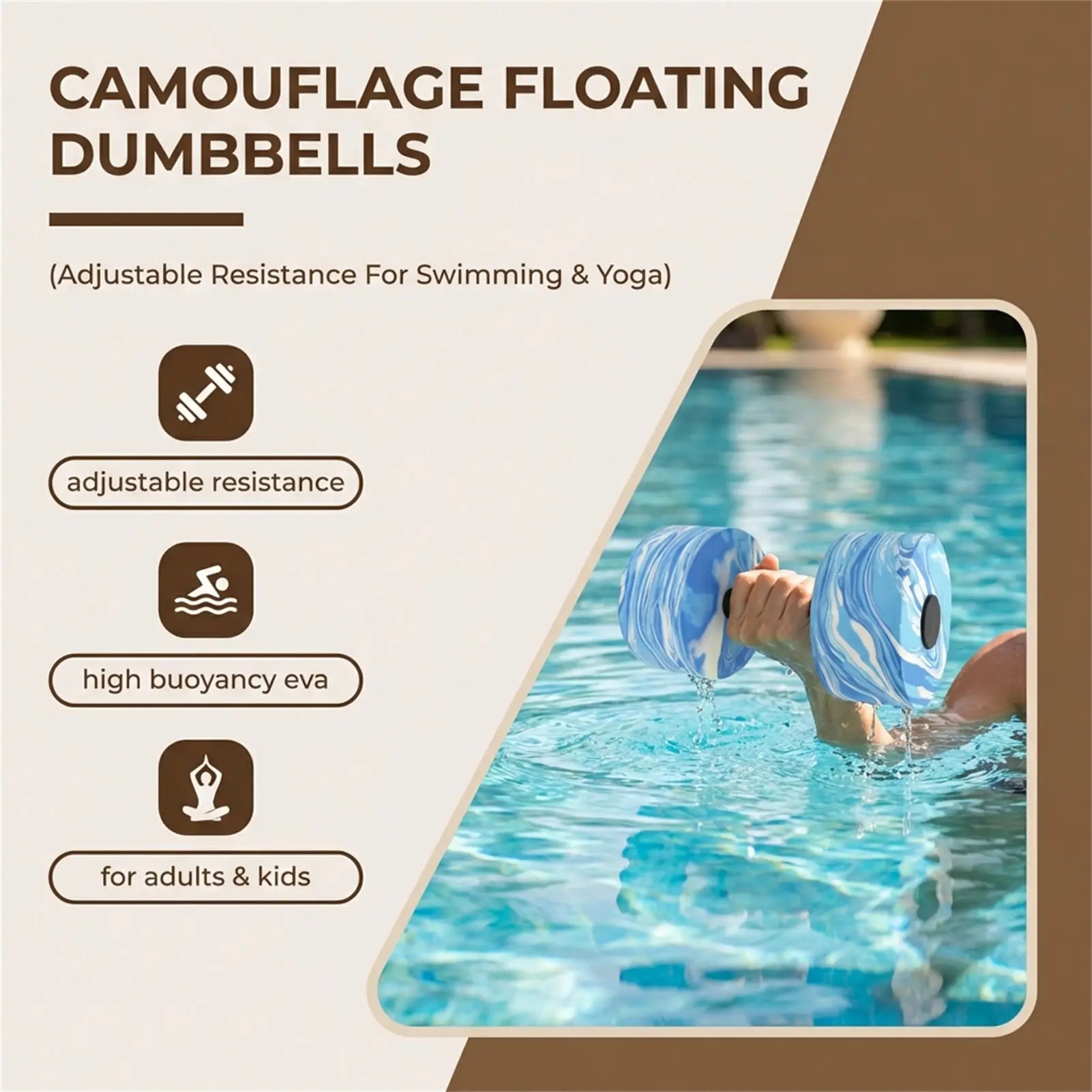 Mancuernas flotantes camuflaje con resistencia ajustable para natación - imagen 2