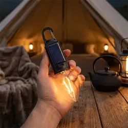 Linterna solar impermeable recargable con filamento cálido acampada