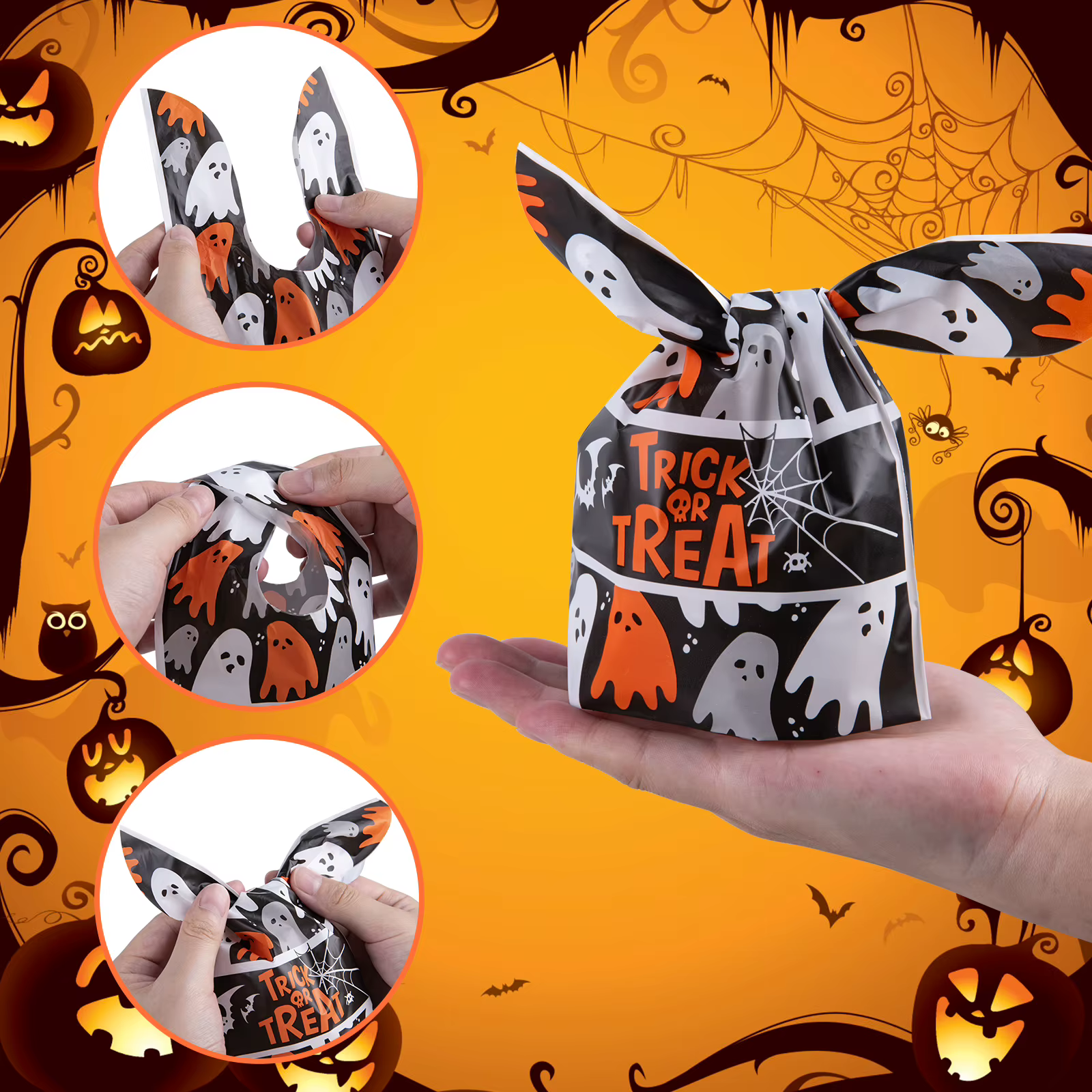 Bolsas de Regalo Halloween Goture - Diseños de Conejo y Calabaza - imagen 3