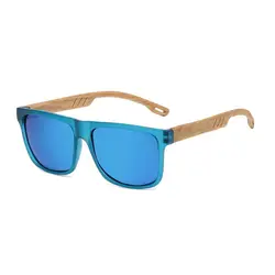 Gafas de sol retro efecto madera, montura cuadrada UV400 bisagra resorte
