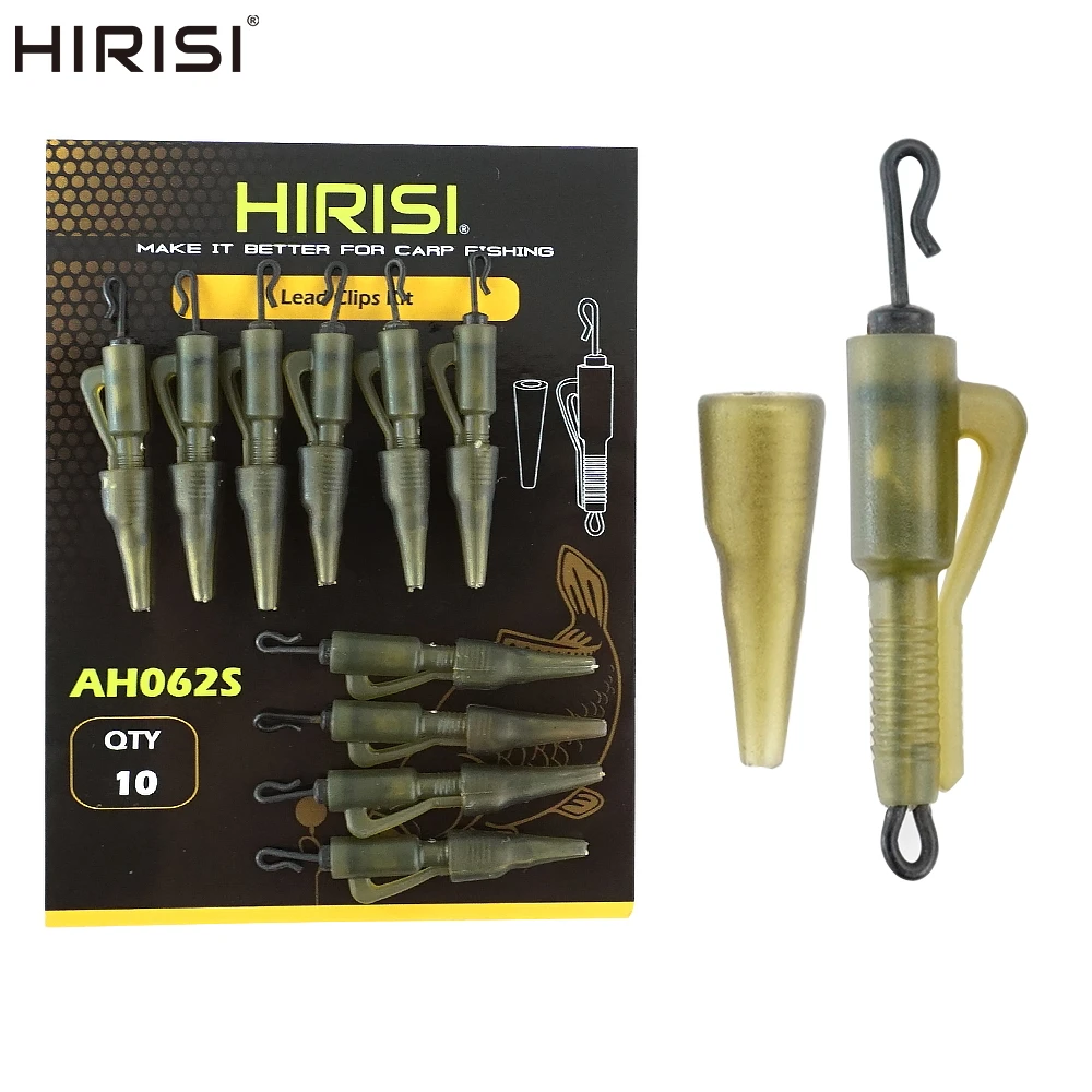 Juego de 10 clips de plomo híbridos Hirisi para pesca de carpa