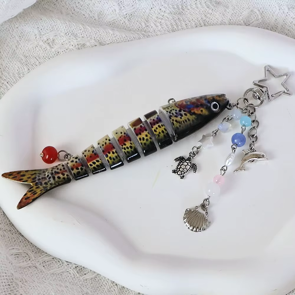 Llavero pez articulado con anzuelo para cebo de pesca - imagen 5