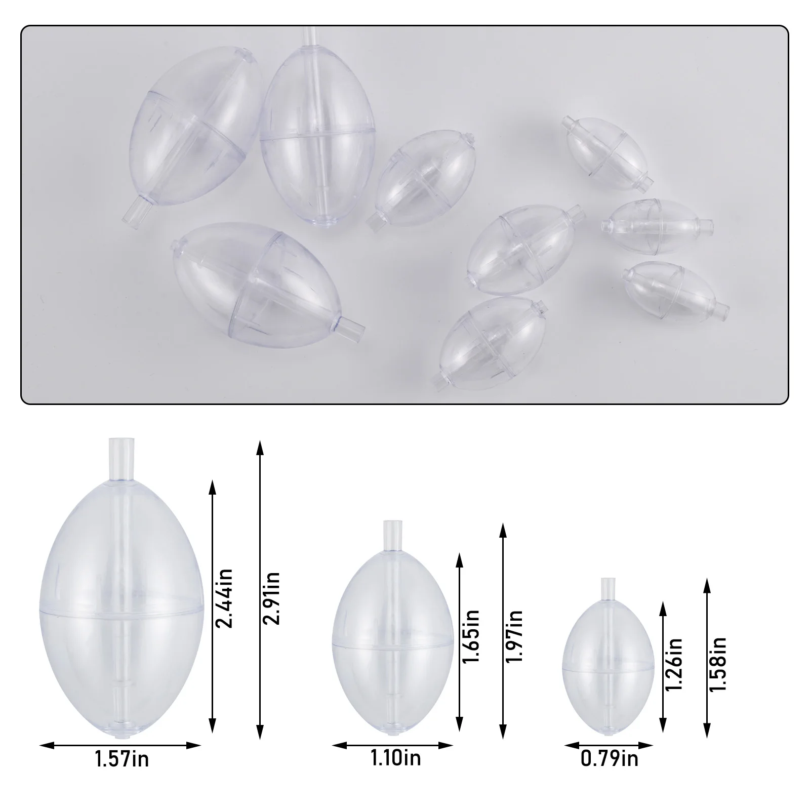 Flotador Deslizante Ovalado Transparente PVC – Indicador de Picada