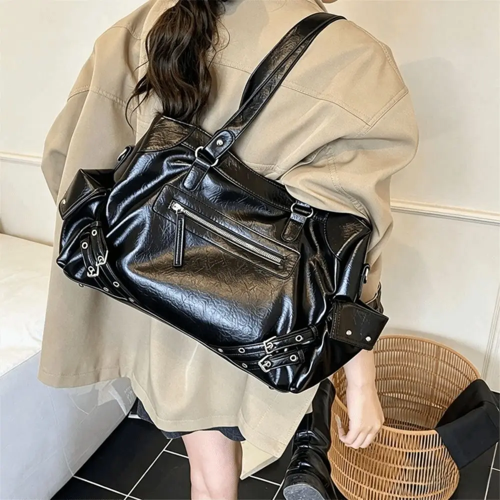 Bolsa de mano grande PU Y2K con interior suave y cremallera - imagen 5