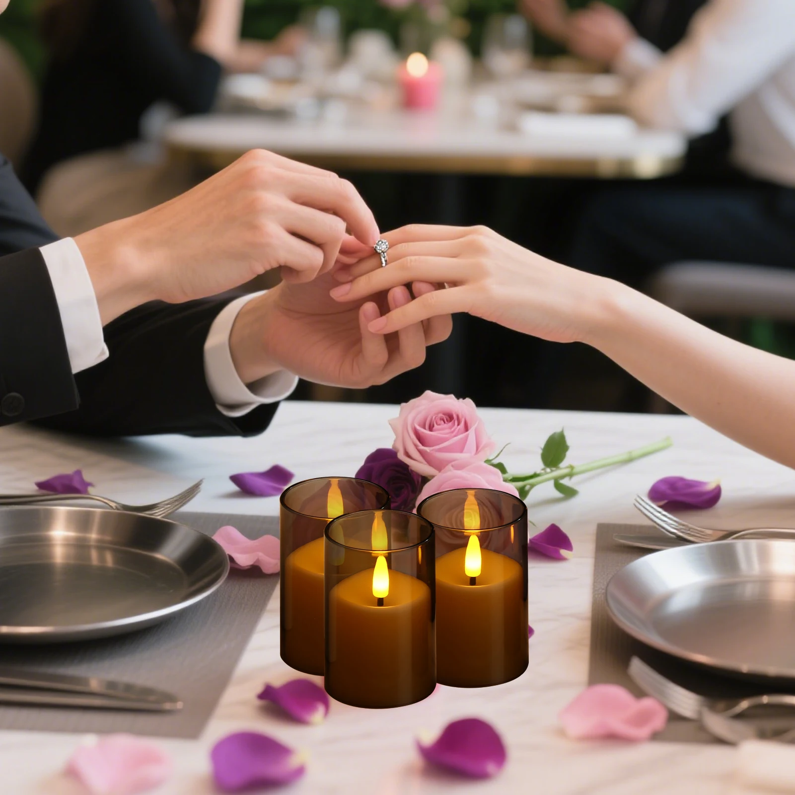 Decoración de salón con velas LED