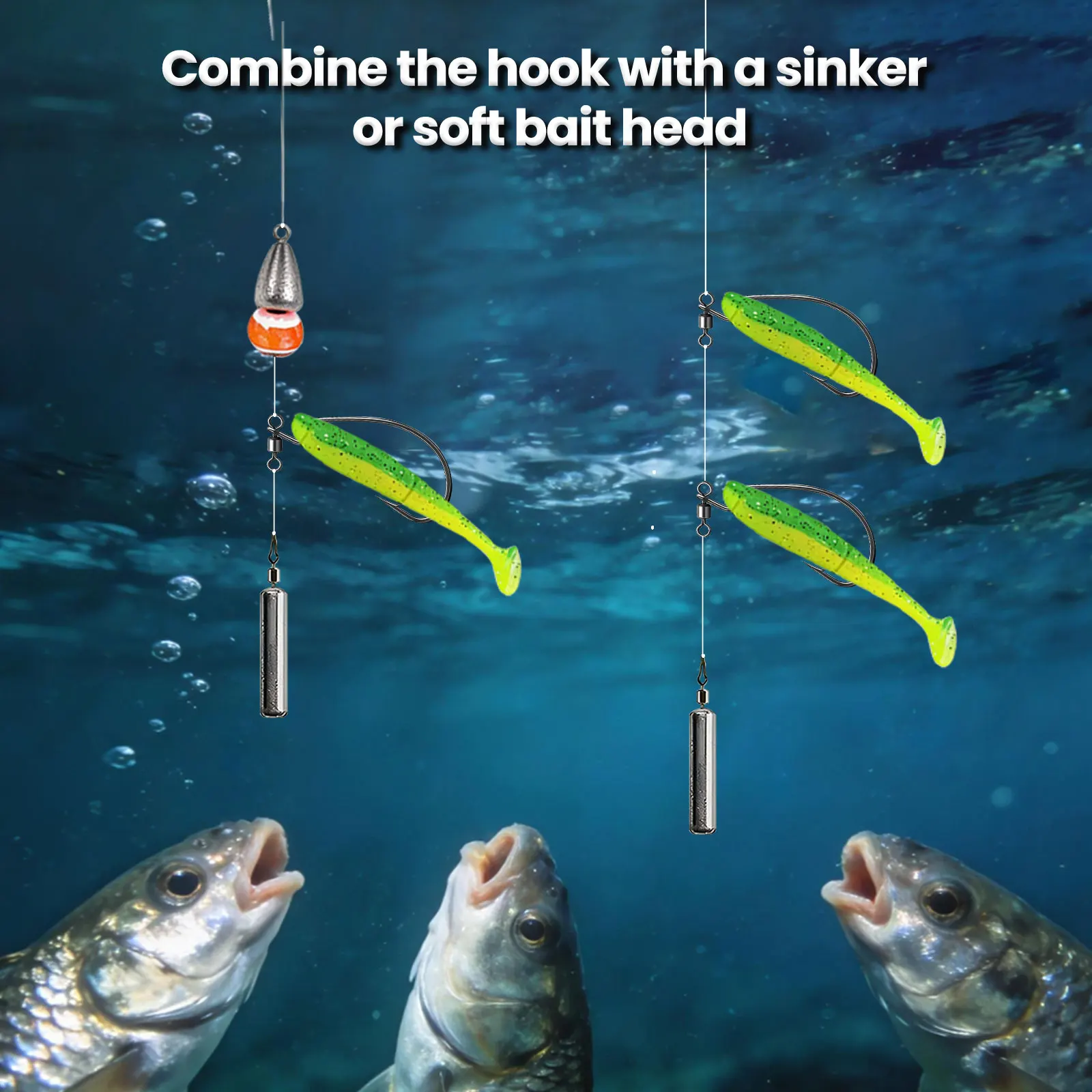 FishTrip Anzuelo Drop Shot EWG boca ancha con eslabón giratorio - imagen 3