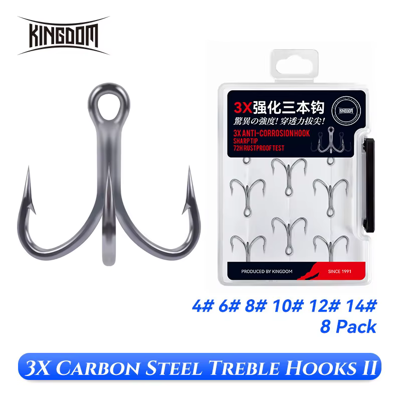 Anzuelos triples Kingdom – Afilados de carbono para agua salada