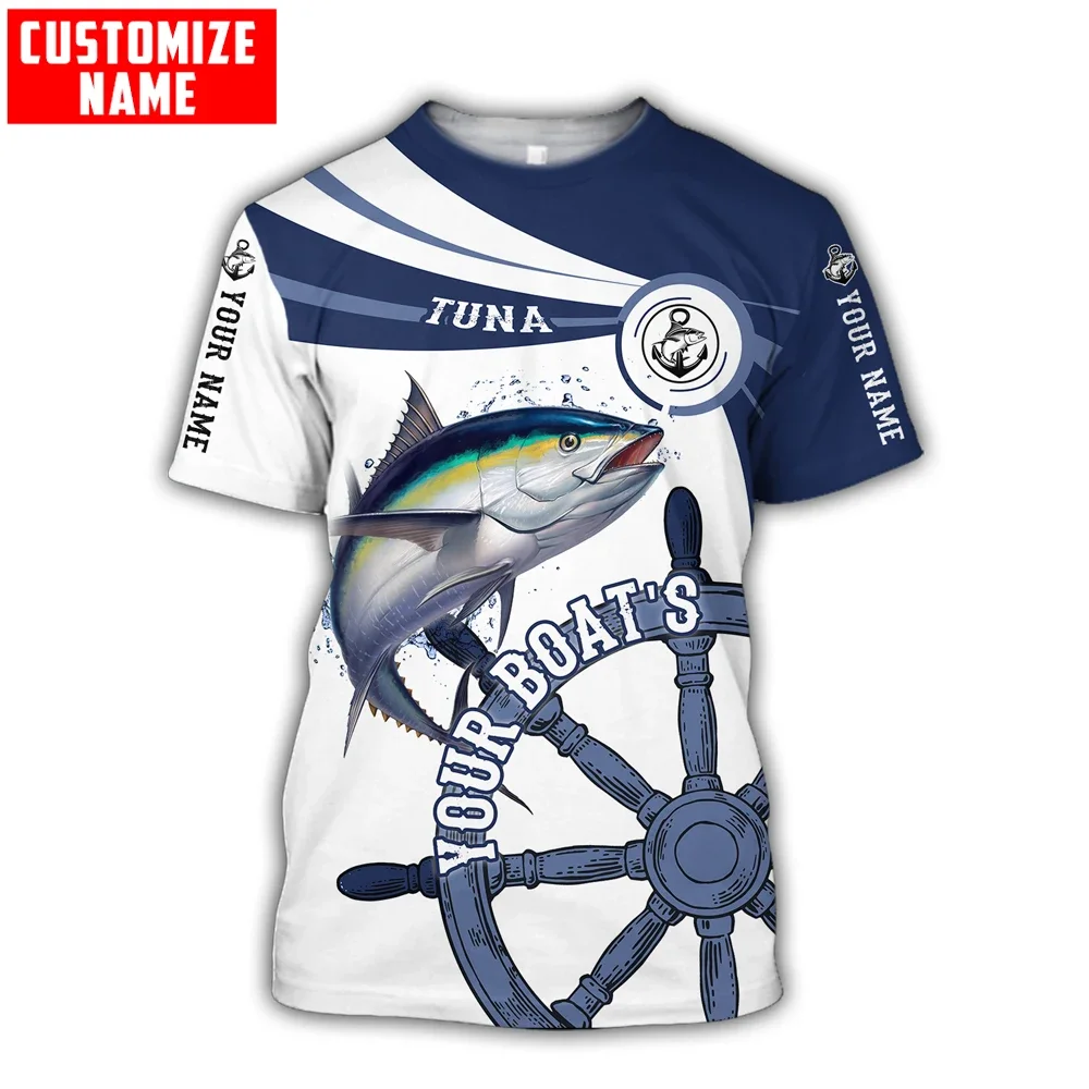 Camiseta Marlin 3D estampado para pesca, manga corta informal