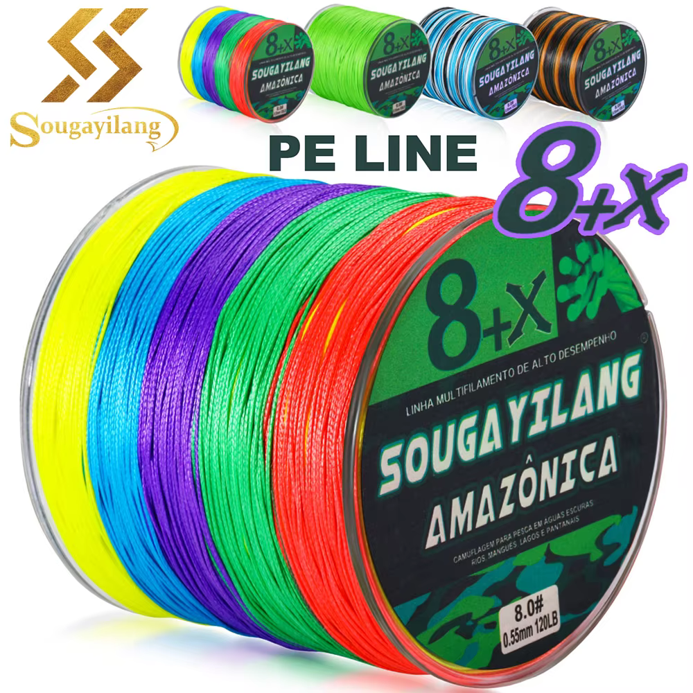 Sougayilang Linea trenzada PE 300m - 8 hilos, carpa, lubina, lucio
