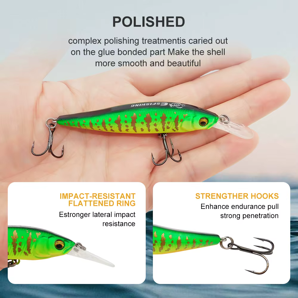 ESFISHING NAHAN Minnow 75mm – Señuelo duro flotante oscilante - imagen 5