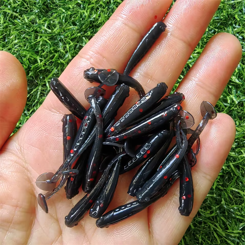 MUKUN Señuelo gusano suave con cola en T - 3,5 cm, 0,3 g, PVC micro