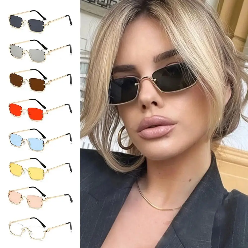 Gafas de sol cuadradas pequeñas estilo hip hop vintage montura metal - imagen 2