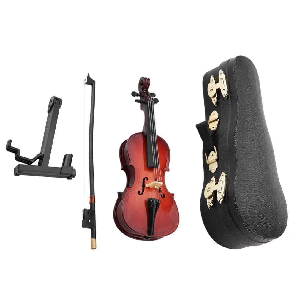 Violonchelo en miniatura de madera con estuche y soporte coleccionable - imagen 2