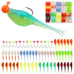Señuelos para crappie con cola bifurcada, jig y vinilos