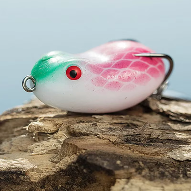 Micro Señuelo Rana Suave Lentejuelas Doble Gancho Topwater