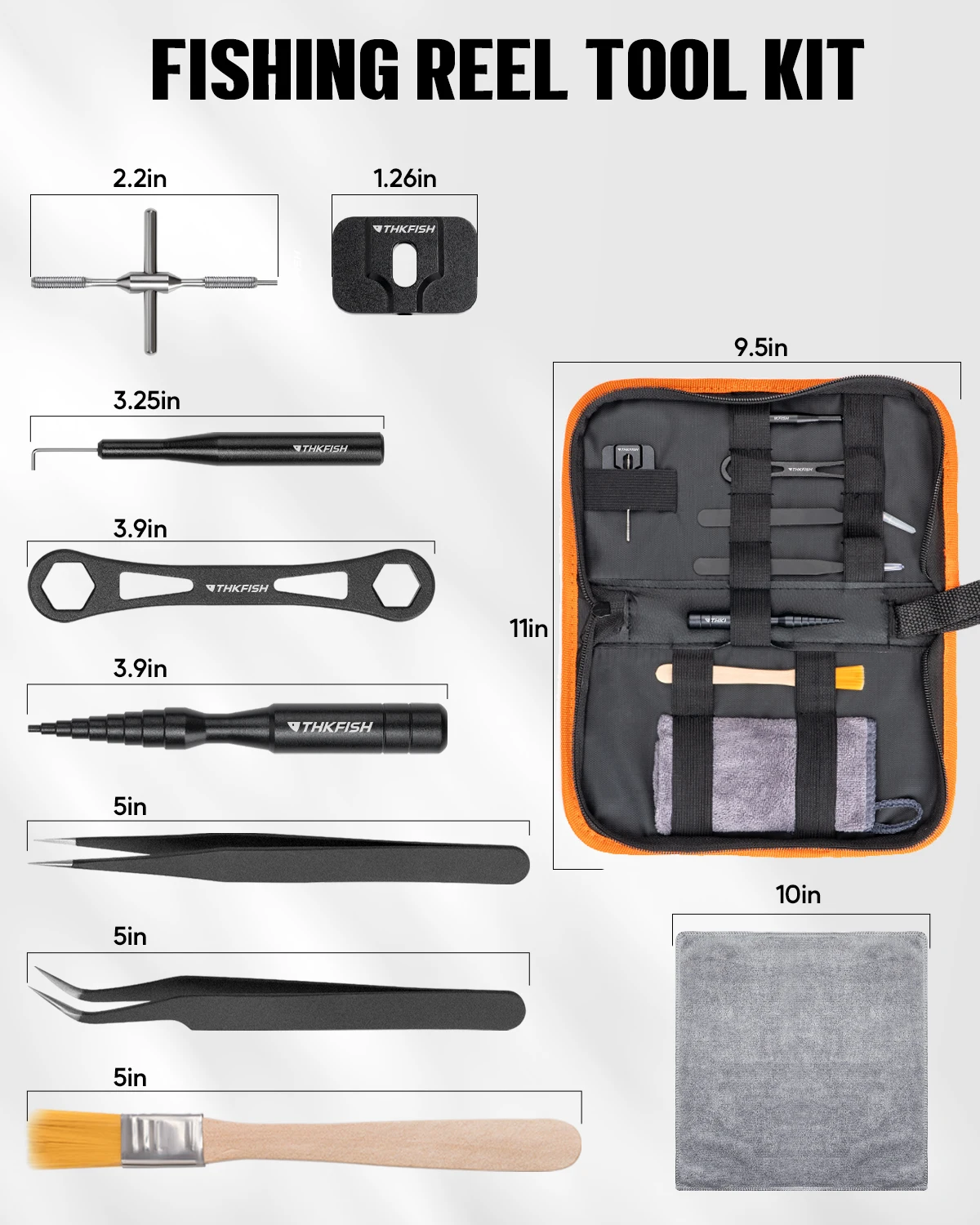 Kit THKFISH abierto mostrando las herramientas organizadas