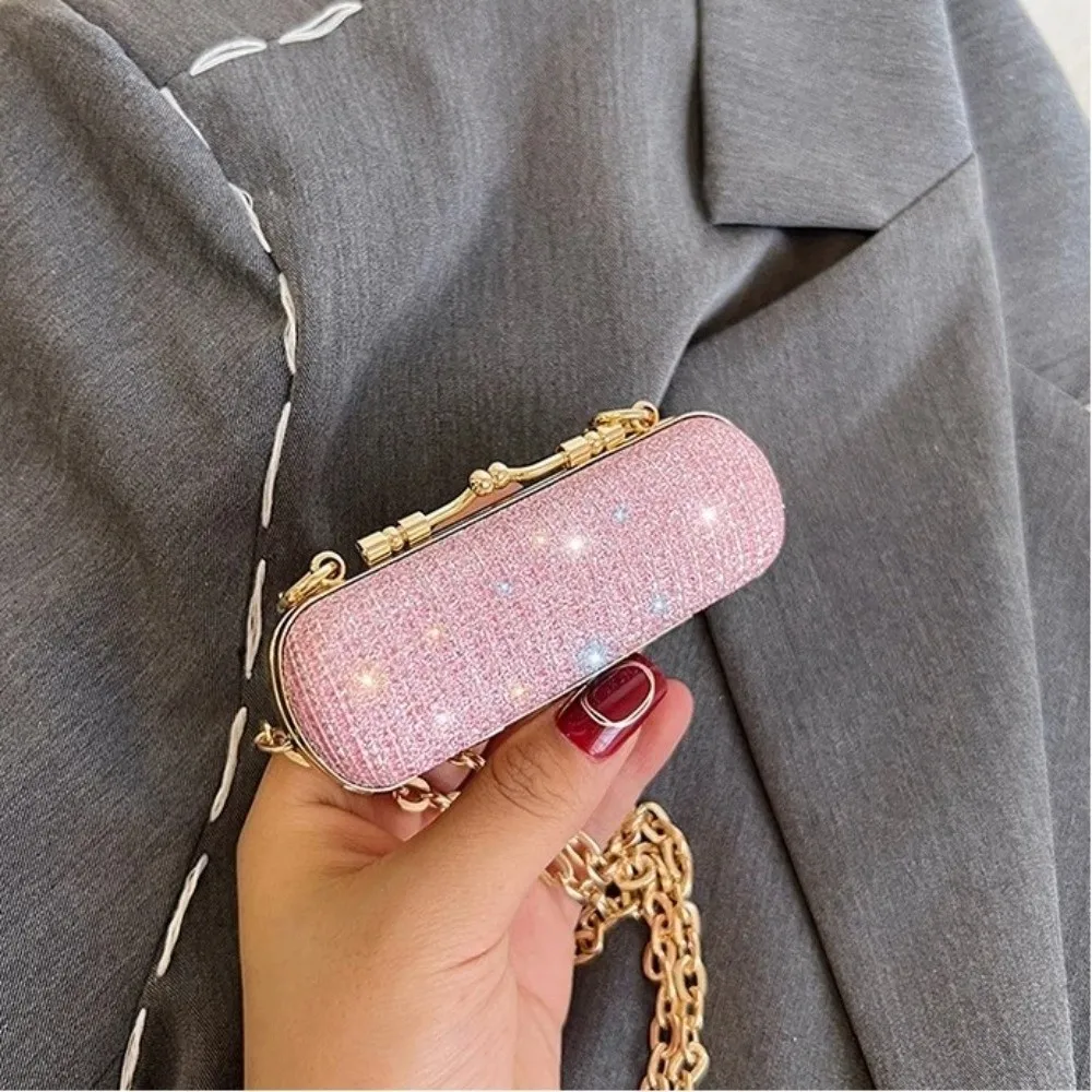 Bolso de noche mini brillante con bandolera y cadena para mujer - imagen 5