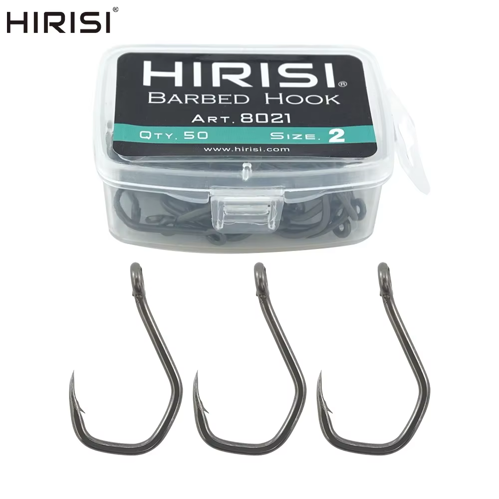 Hirisi 8021 Anzuelo de púas inoxidable PTFE con ojo y alto carbono