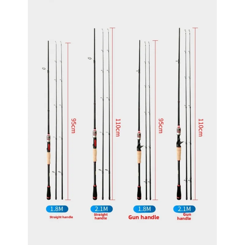 Caña de pesca fibra de carbono doble punta ML para agua dulce y salada - imagen 2