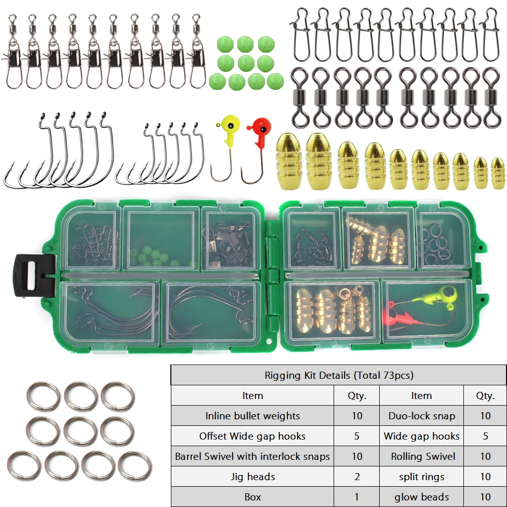 Contenido completo del kit de aparejos con todos los accesorios organizados