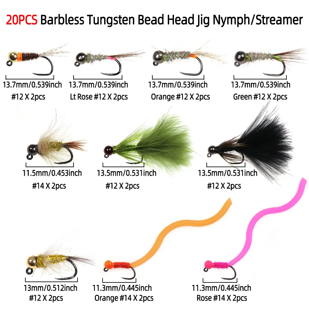 Detalle del anzuelo barbless con cabeza de tungsteno