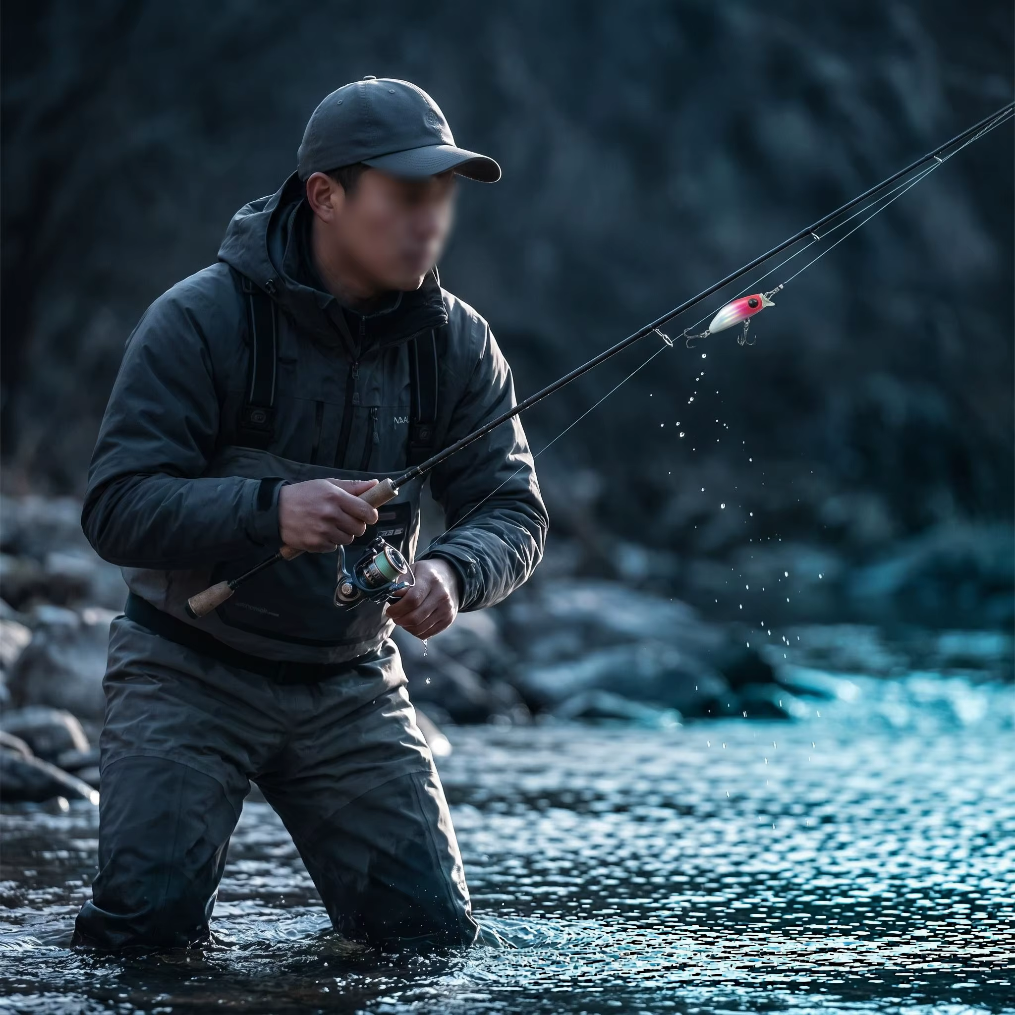 Señuelo micro minnow en acción de pesca
