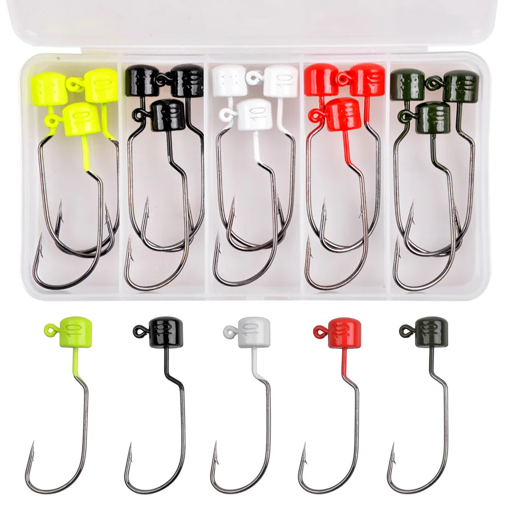 Kit Ned Rig 15 uds – Anzuelos offset weedless 7g/10g lubina