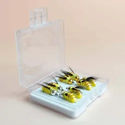 Señuelos de pesca con mosca Humpy amarillo negro para trucha