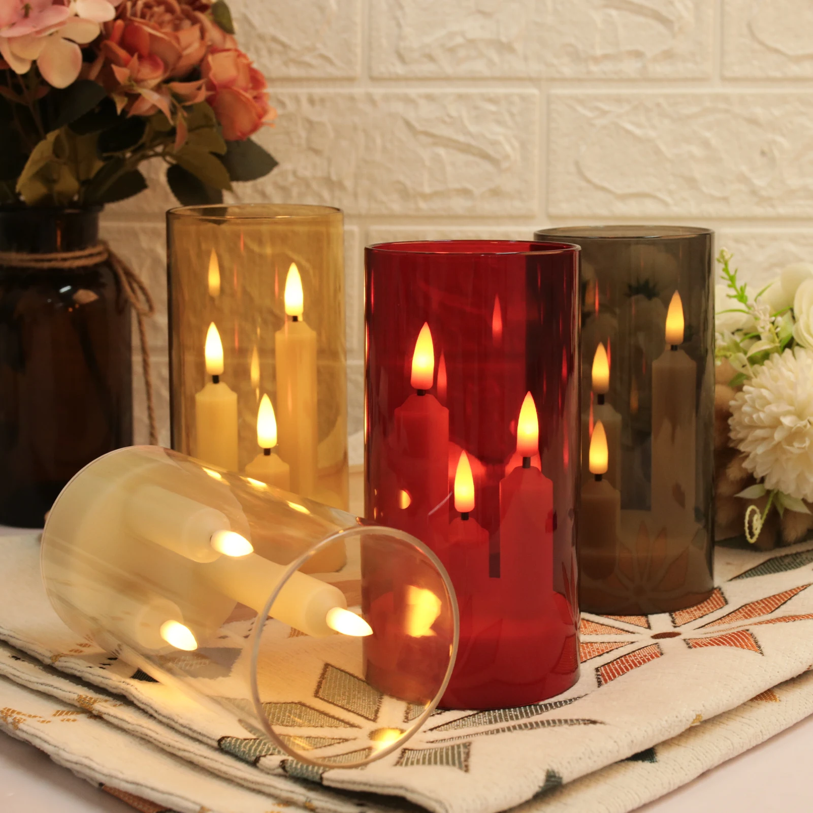 Velas LED cónicas parpadeantes 15 cm sin llama para decoración - imagen 3