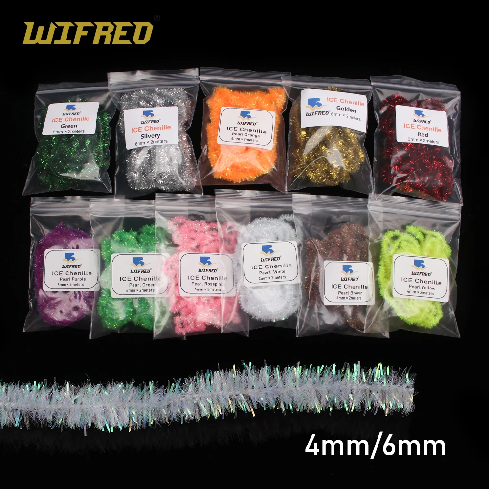 Wifreo Antron Ice Dub Chenilla – Hilo trenzado brillante para trucha - imagen 2