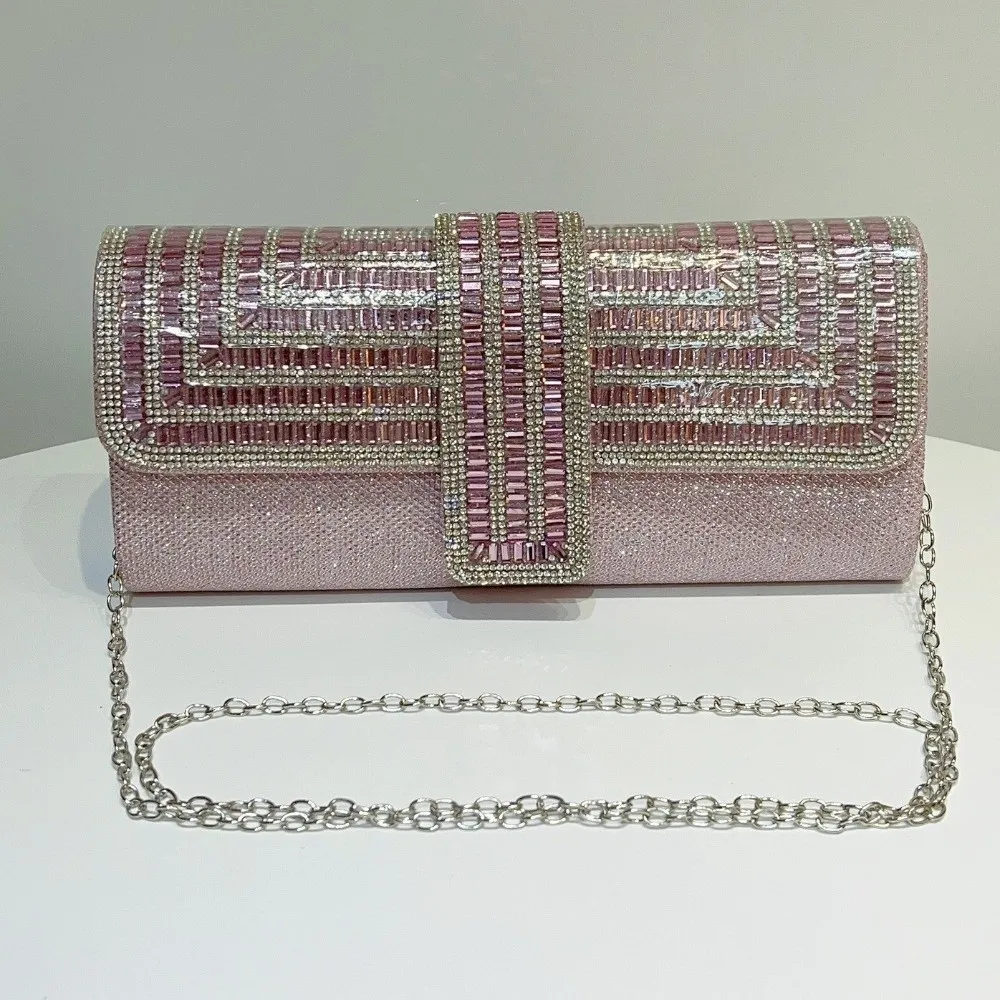 Bolso de mano de noche con diamantes tipo bandolera elegante