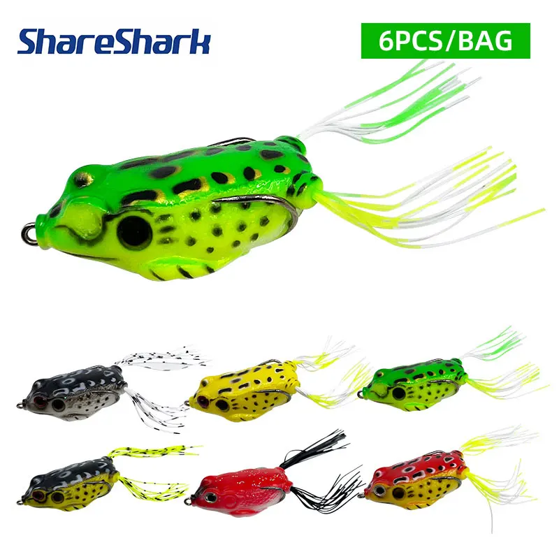 ShareShark Señuelo rana topwater de vinilo con ojos 3D y anzuelos