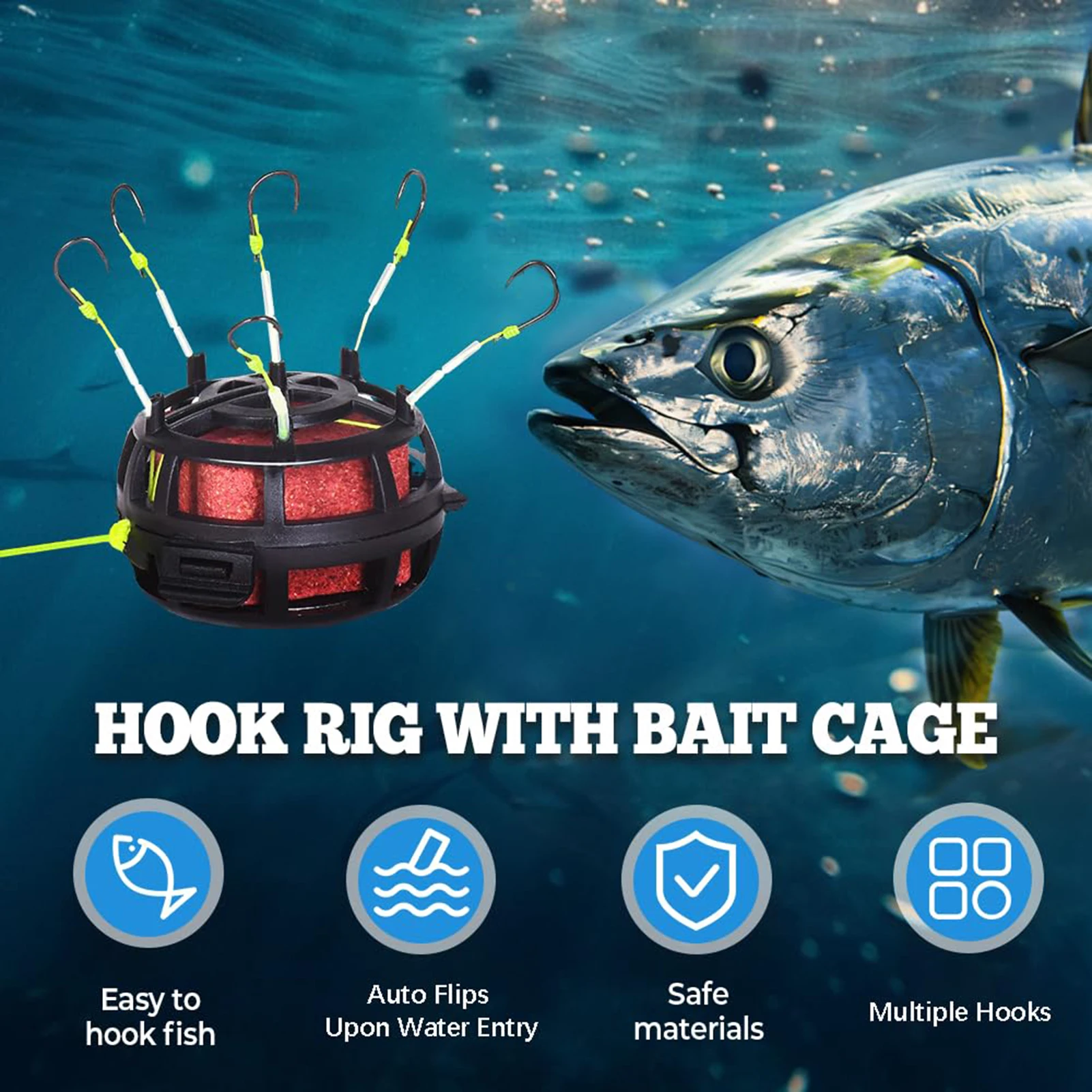 Gancho de pesca con jaula invertida para carpas