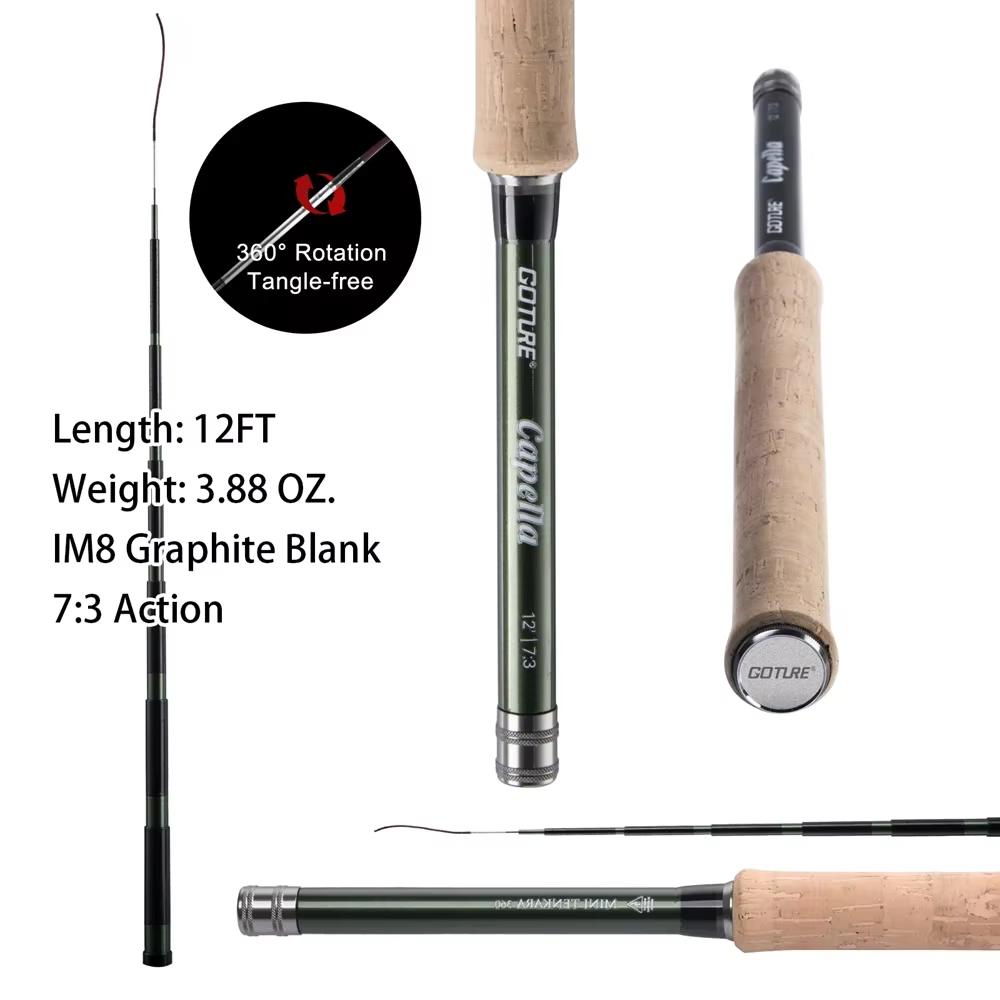 Goture Caña Tenkara Portátil Carbono 30T – Mosca Trucha Lubina Crappie - imagen 4