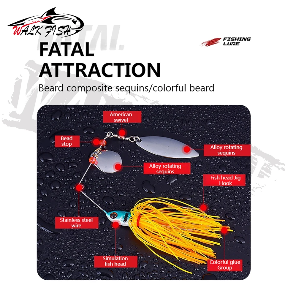 WALK FISH Kit Jig señuelos para bar y lucio con buzzbait metálico - imagen 5